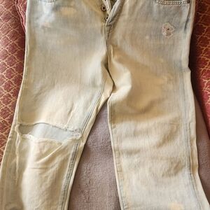 Vintage Distressed Button Fly Dylan Boyfriend Jeans